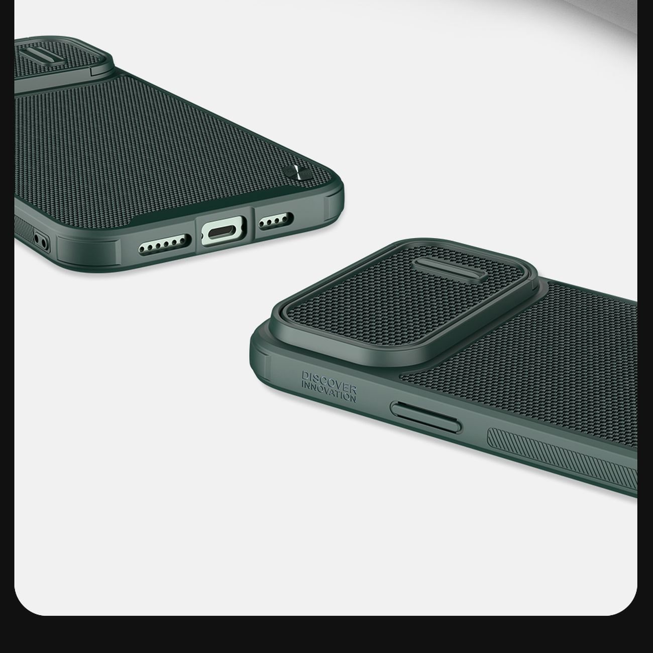 Nillkin Textured S Case iPhone 14 Plus panssaroitu suojus, jossa on kameran suojus vihreä