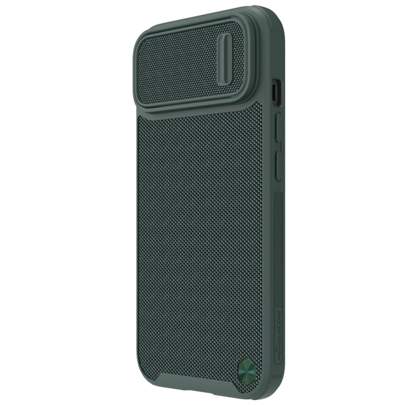 Nillkin Textured S Case iPhone 14 Plus panssaroitu suojus, jossa on kameran suojus vihreä