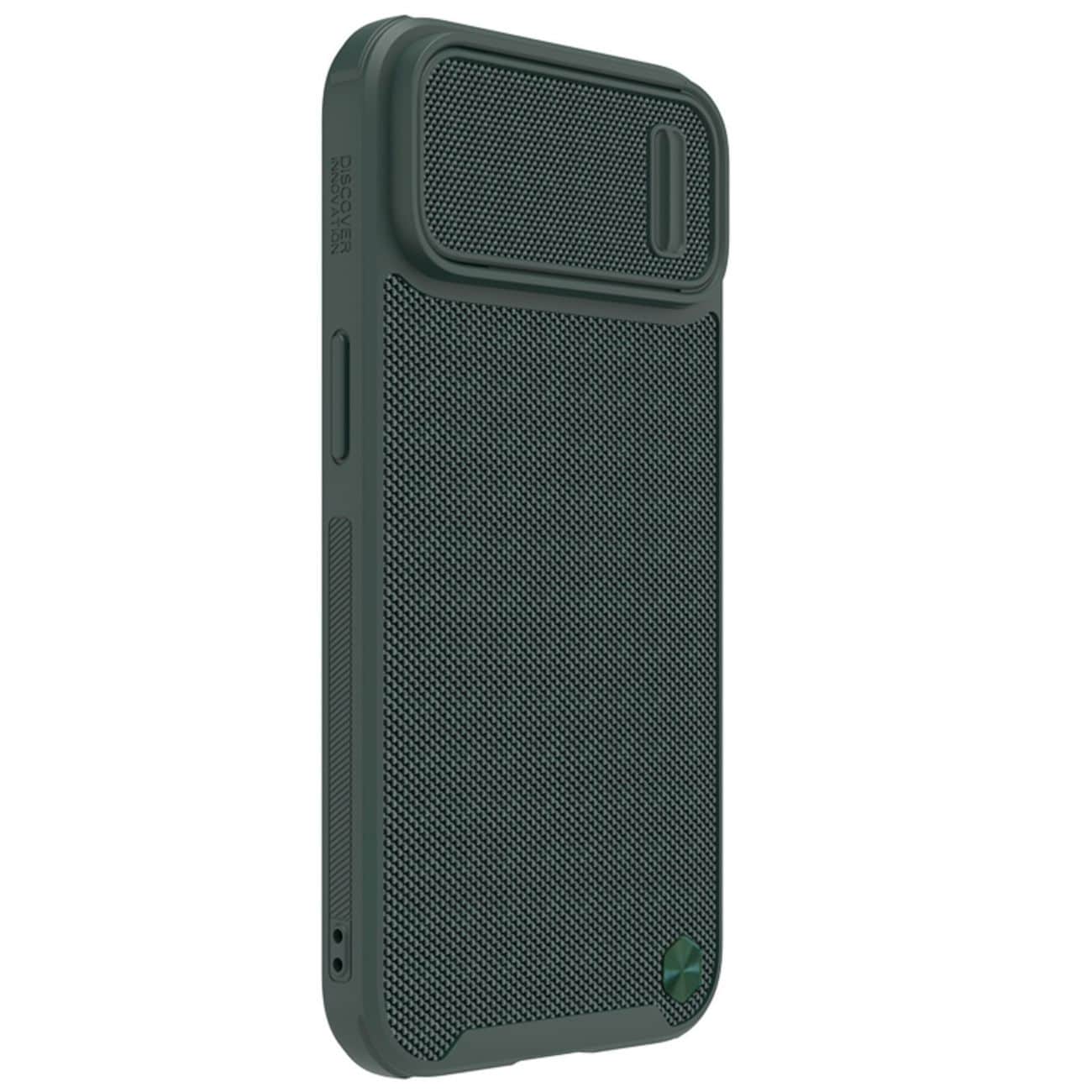 Nillkin Textured S Case iPhone 14 Plus panssaroitu suojus, jossa on kameran suojus vihreä