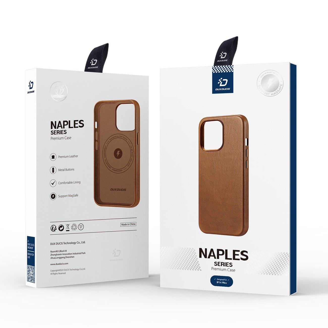 Dux Ducis Napoli iPhone 14 Plus magneettinen nahkakotelo MagSafe ruskea