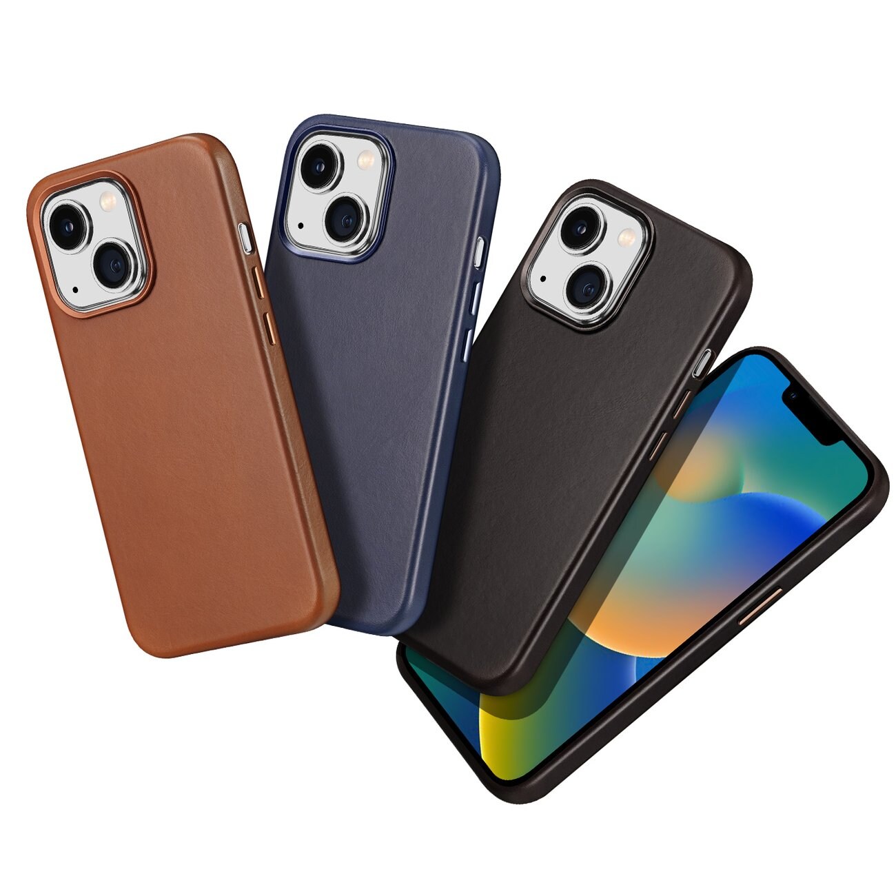 Dux Ducis Napoli tapauksessa iPhone 14 Plus magneettinen nahka tapauksessa MagSafe sininen