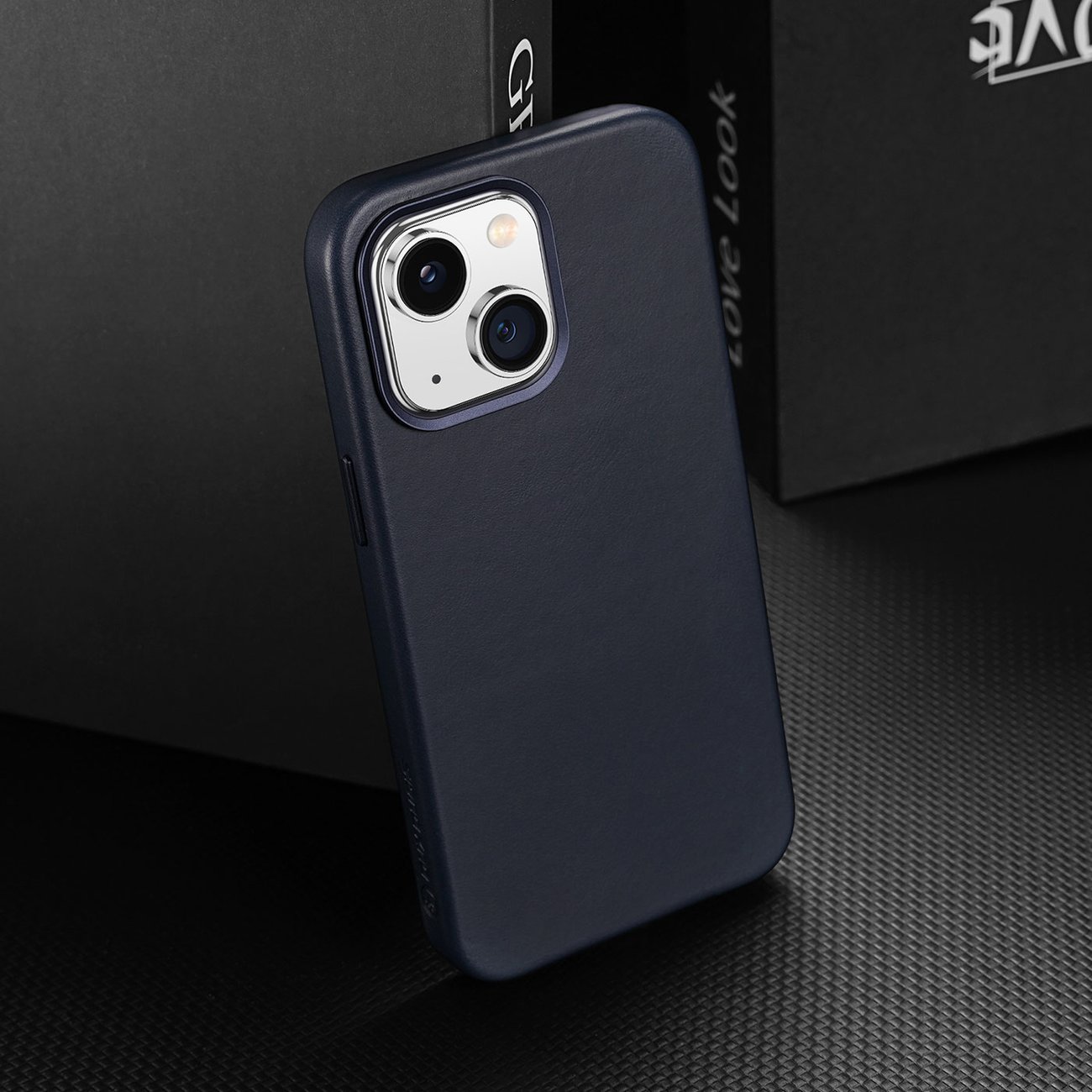 Dux Ducis Napoli tapauksessa iPhone 14 Plus magneettinen nahka tapauksessa MagSafe sininen