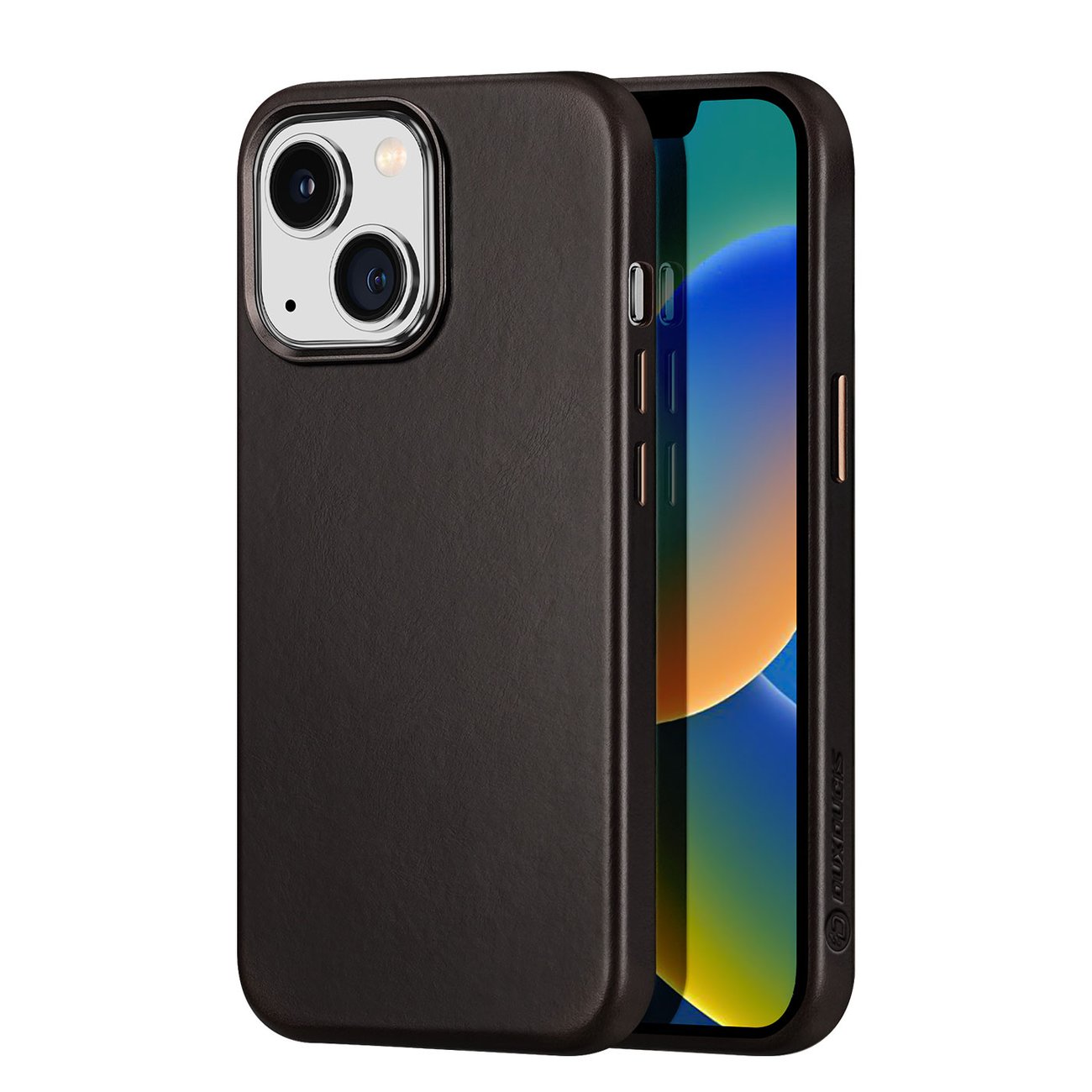 Dux Ducis Napoli Kotelo iPhone 14 Plus Nahkaverhoilu (MagSafe yhteensopiva) Tummanruskea