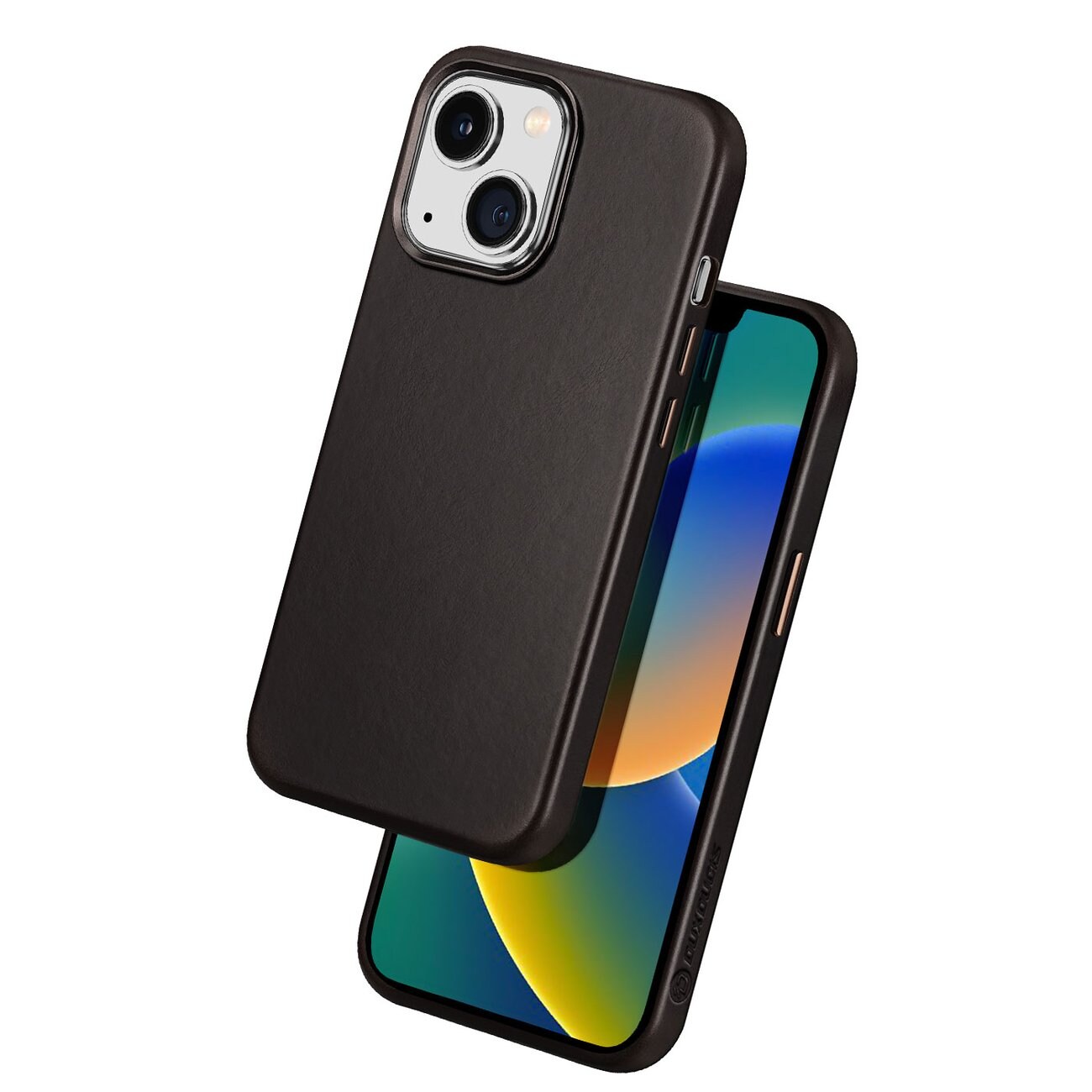 Dux Ducis Napoli Kotelo iPhone 14 Plus Nahkaverhoilu (MagSafe yhteensopiva) Tummanruskea