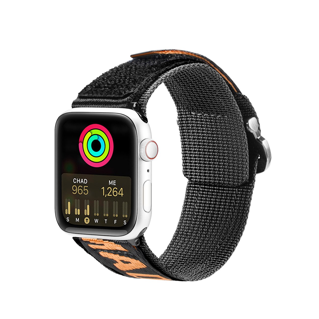 Dux Ducis ulkoiluhihna Apple Watch Ultra SE 1-9 (49, 45, 44, 42 mm) Nylon rannekoru Musta/oranssi