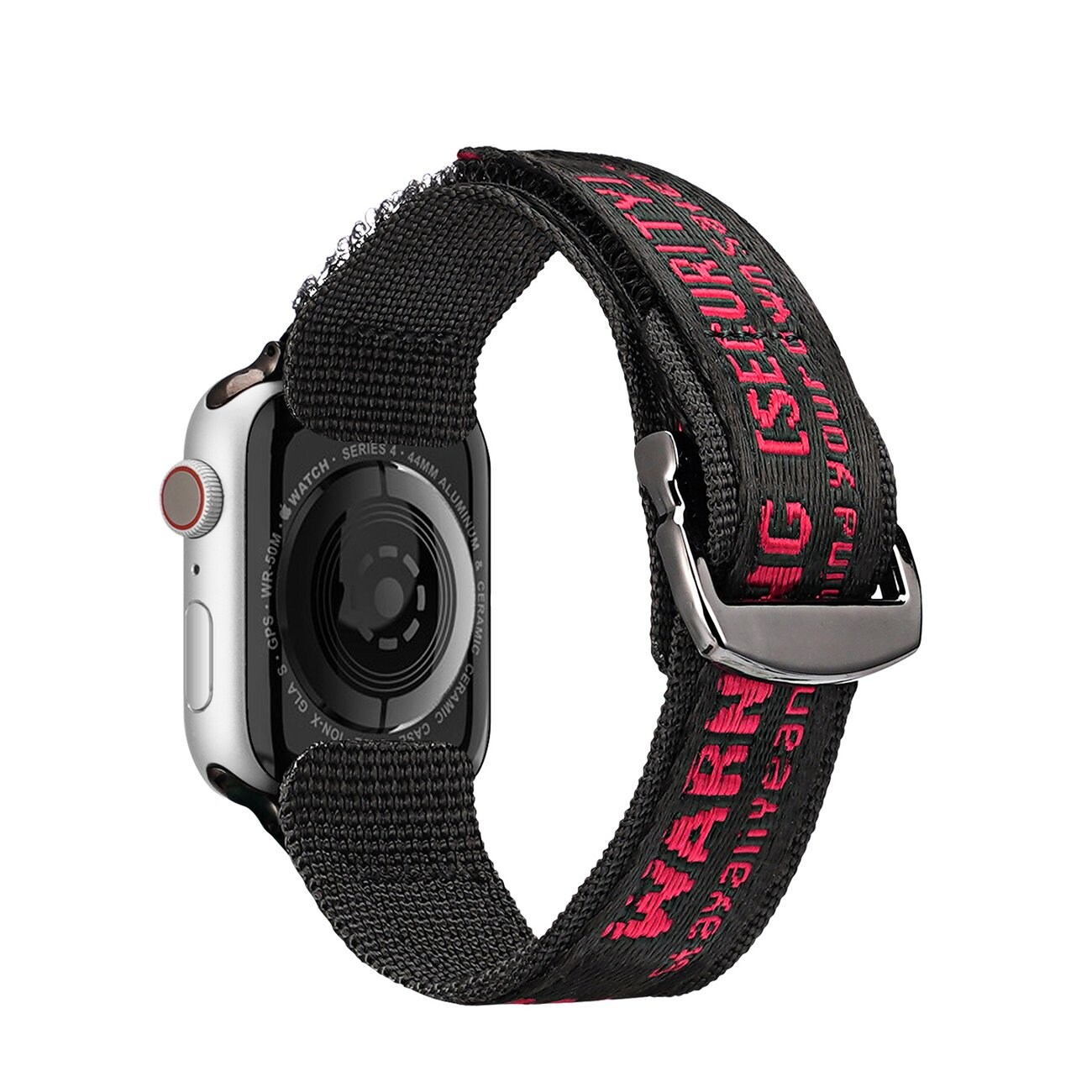 Dux Ducis ulkoilu Apple Watch Ultra hihna, SE, 9-1 (49-42 mm) Nylon rannekoru musta/punainen