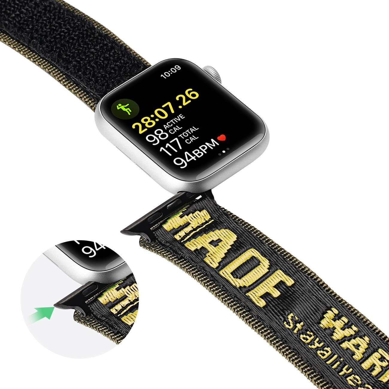 Dux Ducis hihna (ulkoilu) Apple Watch Ultra, SE, 9-1 (49-38 mm) nailon hihna keltainen rannekoru