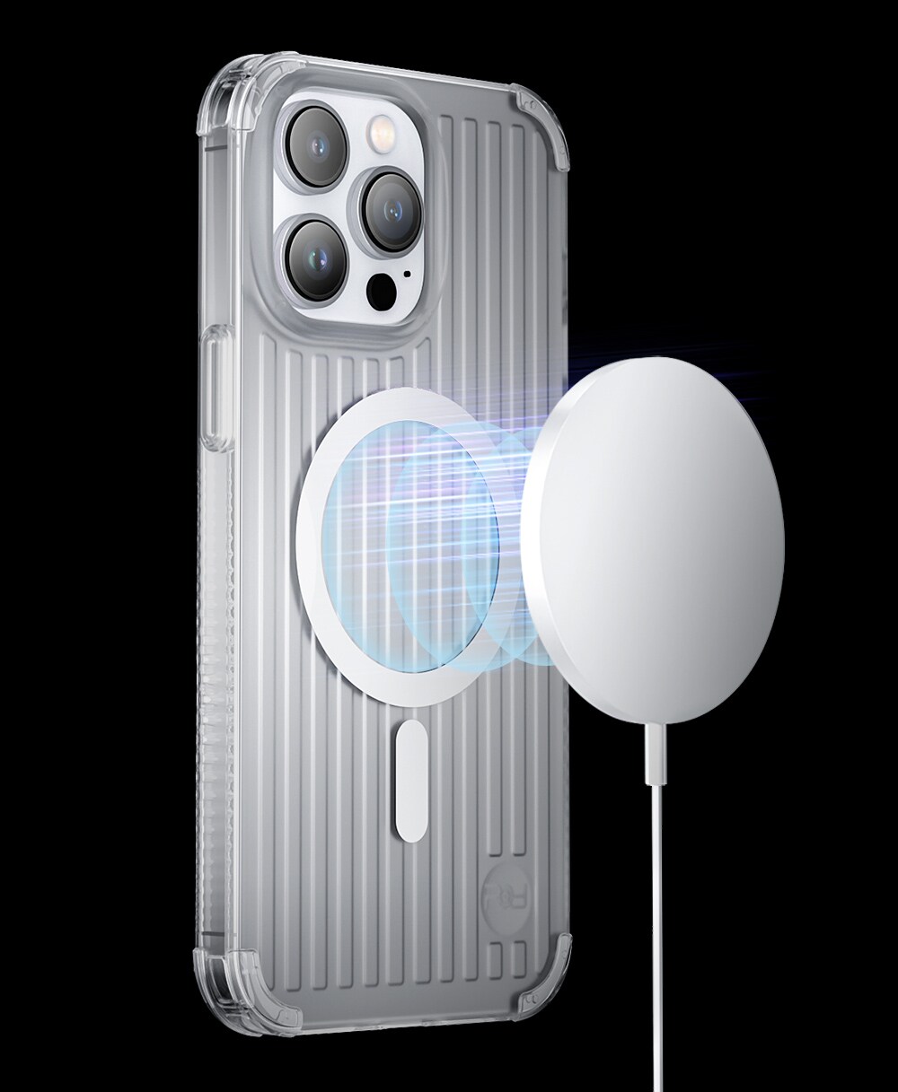 Kingxbar PQY Go Out -sarjan magneettinen kotelo iPhone 14 Plus MagSafe hopealle