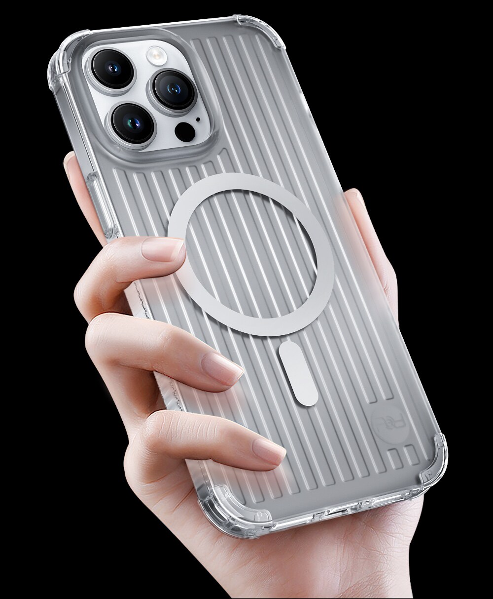 Kingxbar PQY Go Out -sarjan magneettinen kotelo iPhone 14 Plus MagSafe hopealle