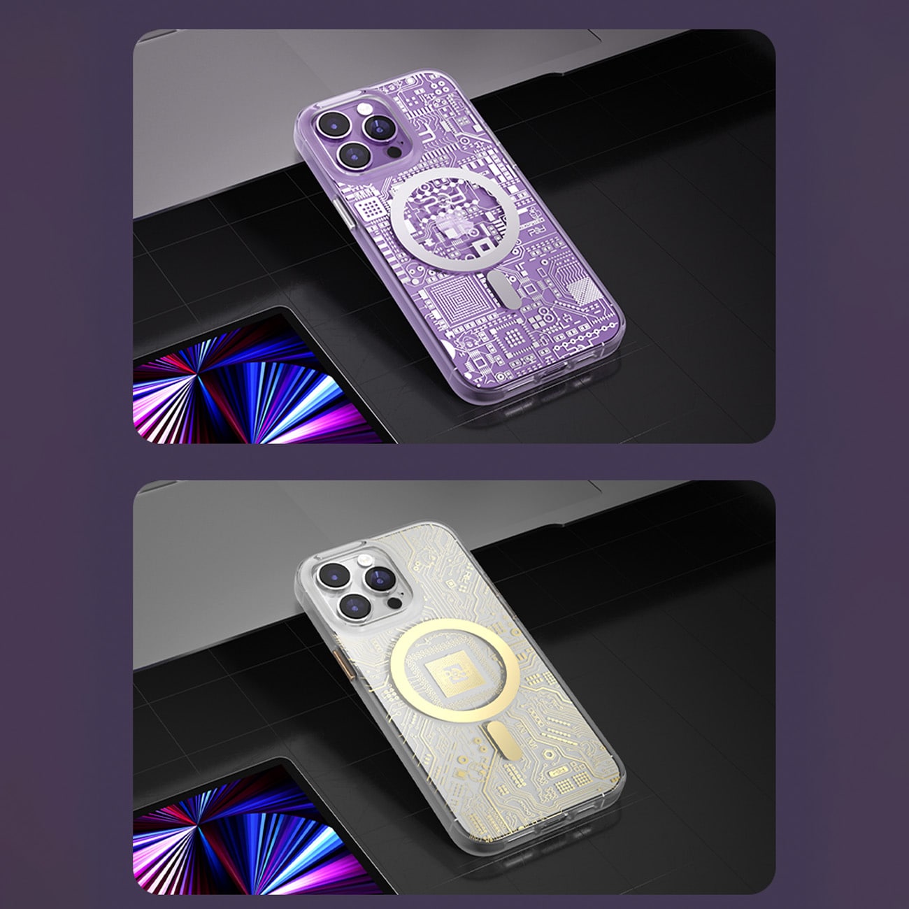Kingxbar PQY Geek-sarjan magneettinen kotelo iPhone 14 Plus MagSafe kultaa varten