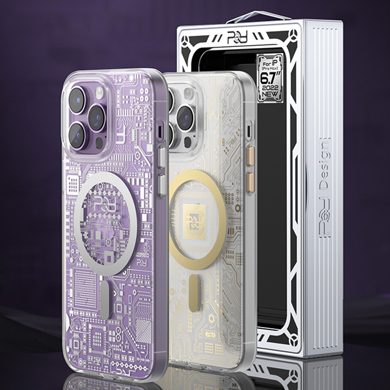 Kingxbar PQY Geek-sarjan magneettinen kotelo iPhone 14 Plus MagSafe hopealle