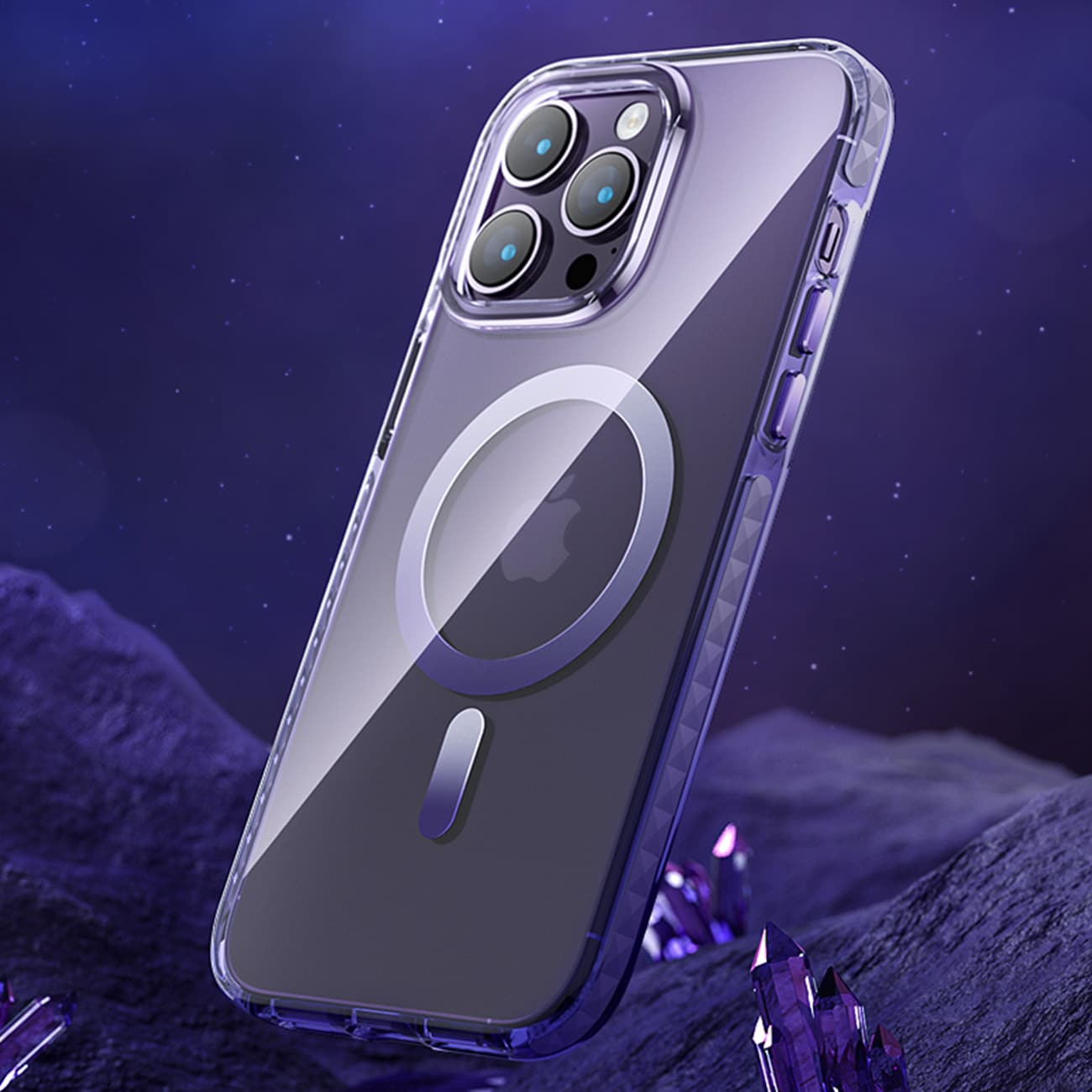 Kingxbar PQY Ice Crystal -sarjan magneettinen kotelo iPhone 14 Plus MagSafe hopealle