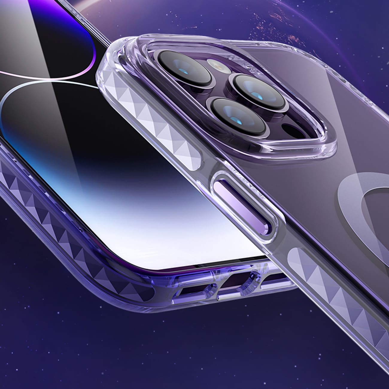 Kingxbar PQY Ice Crystal -sarjan magneettinen kotelo iPhone 14 Plus MagSafe hopealle