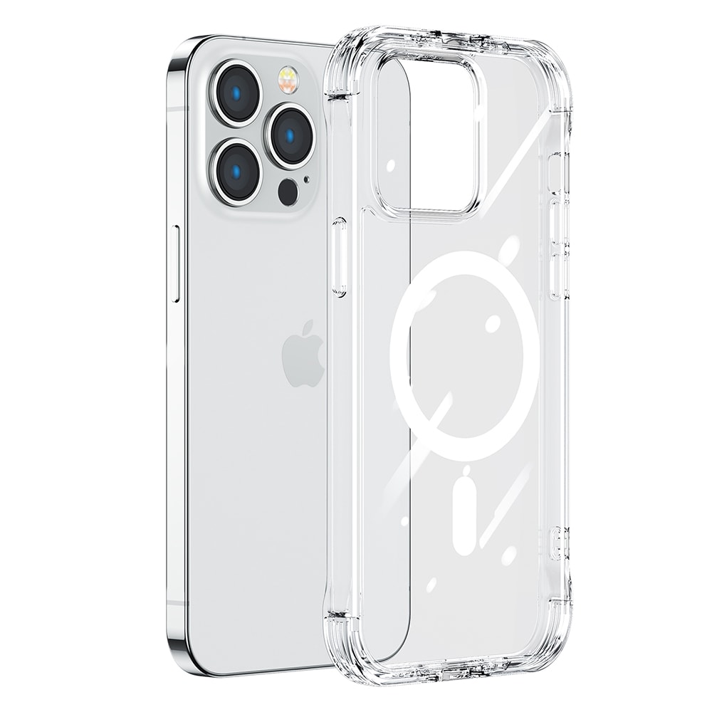Joyroom Magneettinen Defender iPhone 14 Plus panssaroitu kotelo koukuilla, Clear (MagSafe)