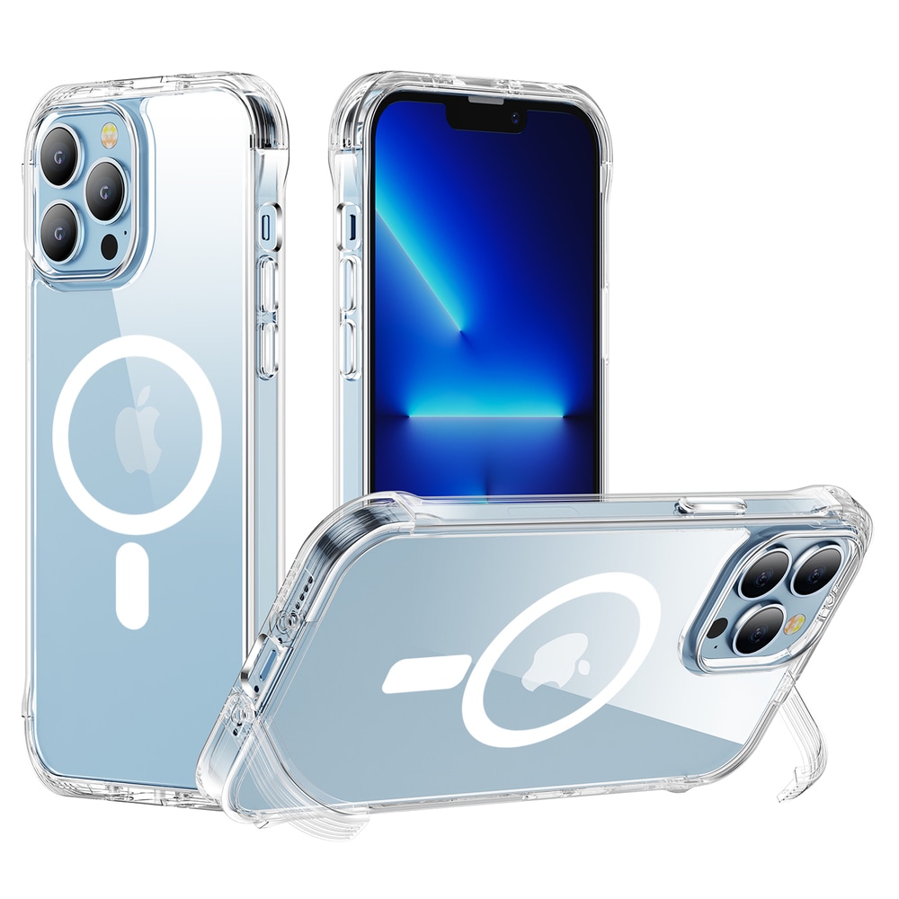 Joyroom Magneettinen Defender iPhone 14 Plus panssaroitu kotelo koukuilla, Clear (MagSafe)
