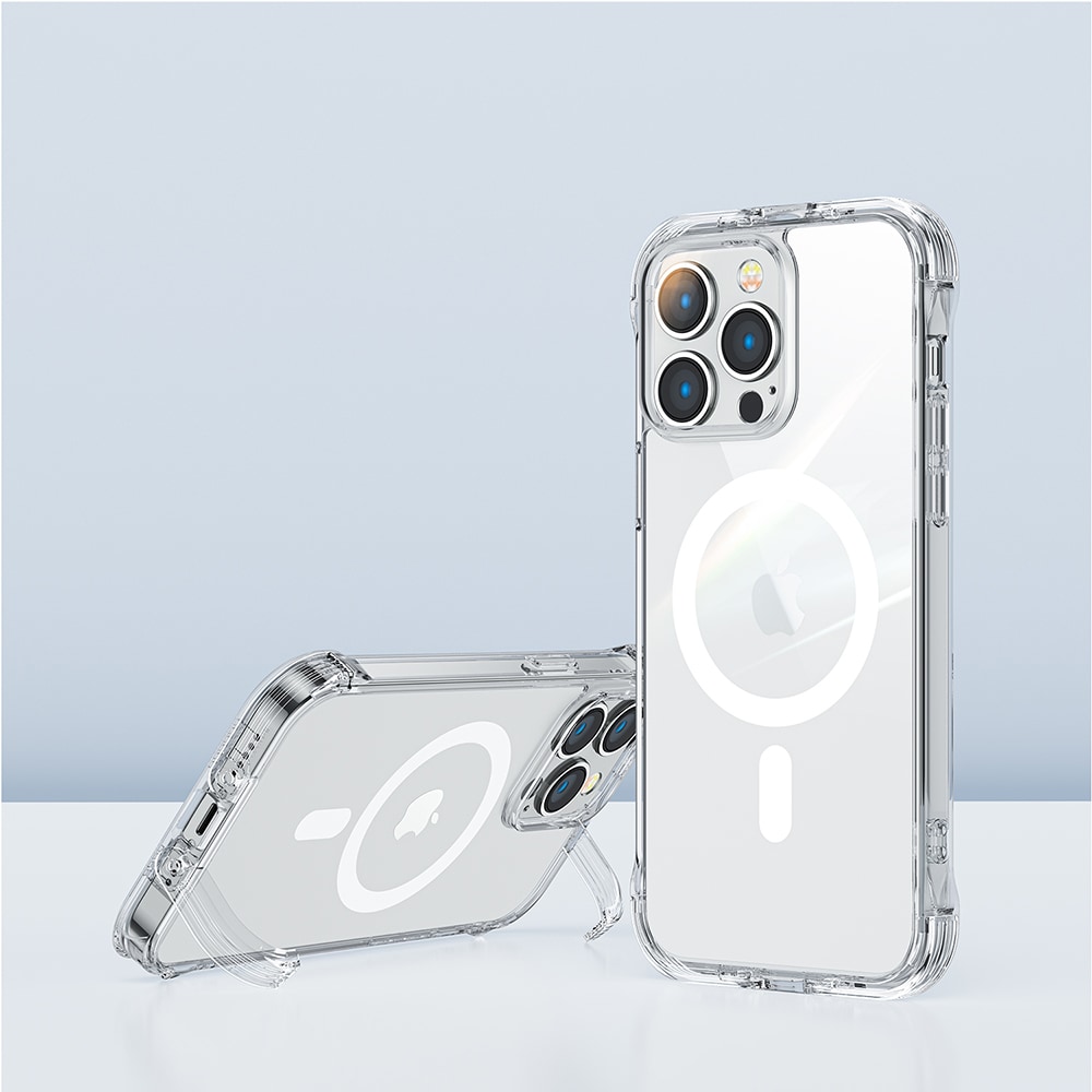 Joyroom Magneettinen Defender iPhone 14 Plus panssaroitu kotelo koukuilla, Clear (MagSafe)