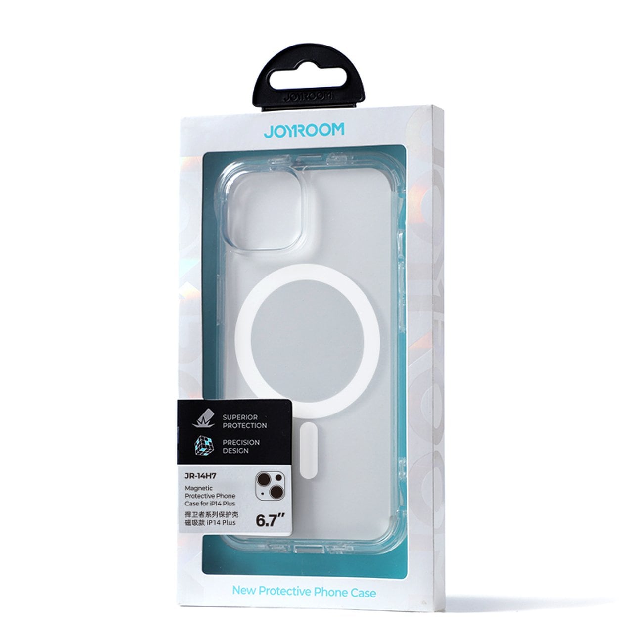 Joyroom Magneettinen Defender iPhone 14 Plus panssaroitu kotelo koukuilla, Clear (MagSafe)