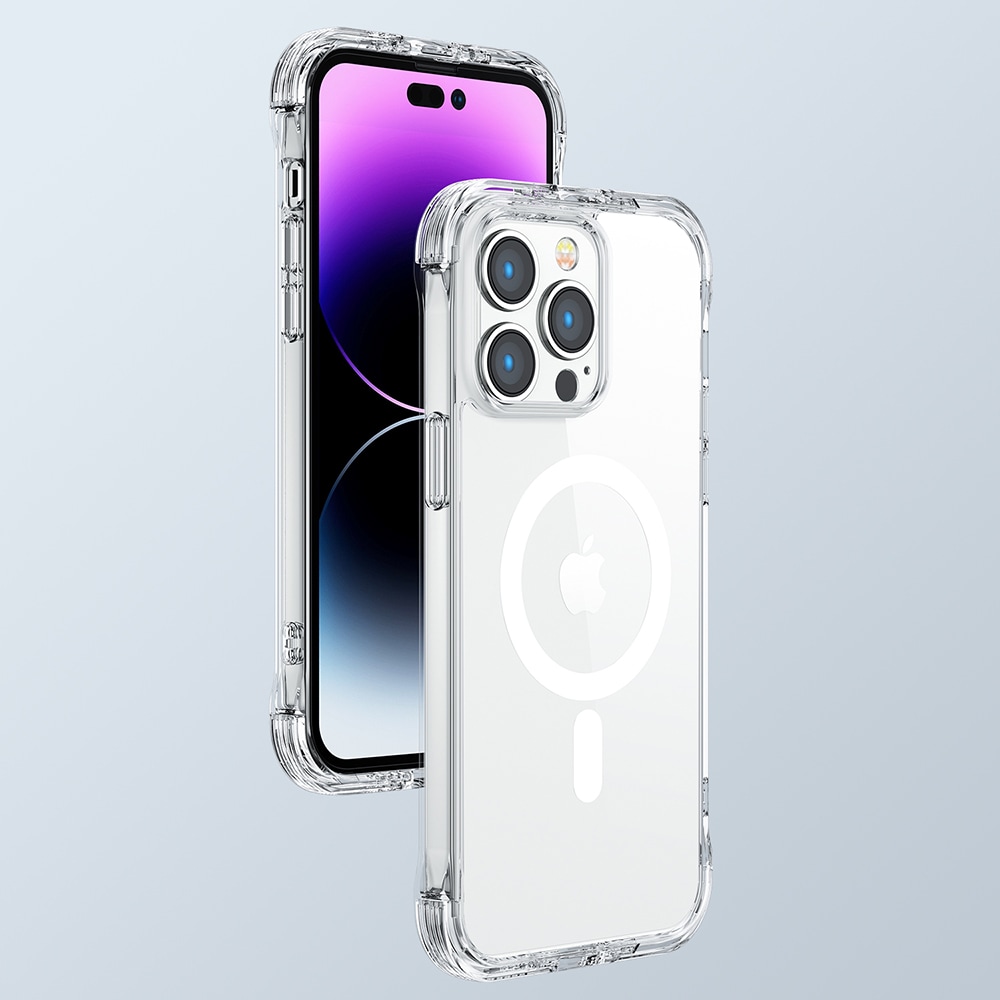 Joyroom Magneettinen Defender iPhone 14 Plus panssaroitu kotelo koukuilla, Clear (MagSafe)
