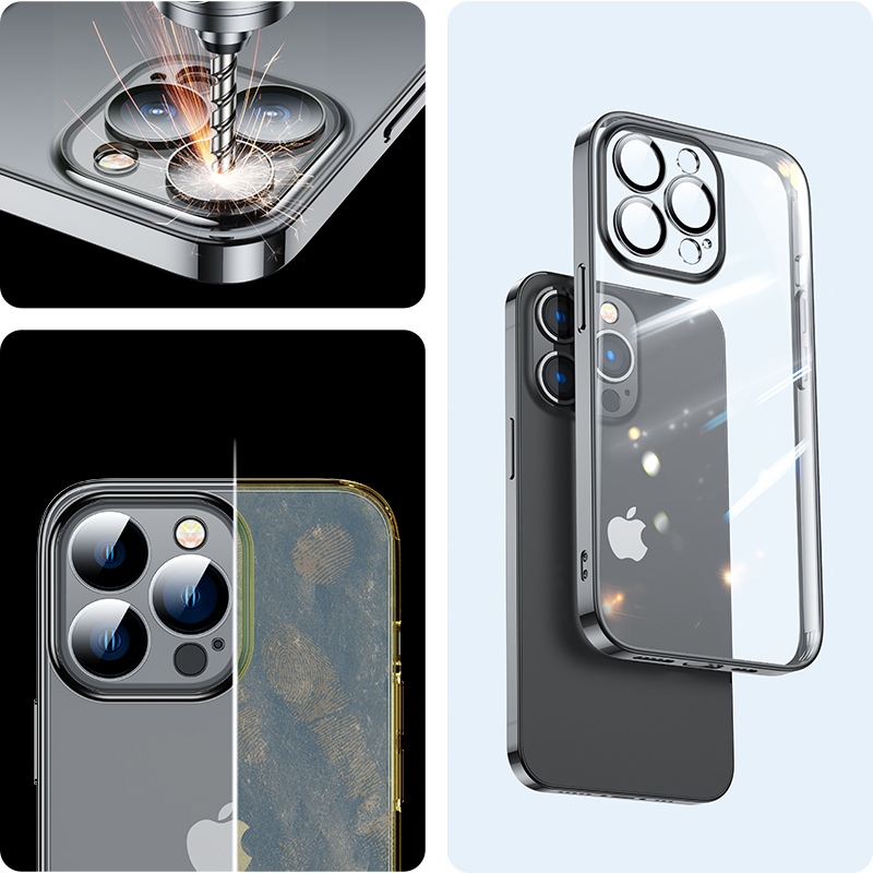 Joyroom 14Q Case kotelo iPhone 14 Plus kotelon suojus metallisella kehyksellä musta (JR-14Q3-musta)