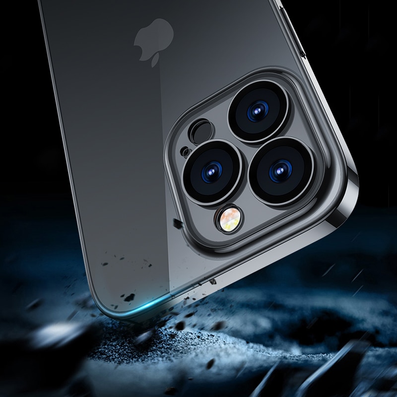 Joyroom 14Q Case kotelo iPhone 14 Plus kotelon suojus metallisella kehyksellä musta (JR-14Q3-musta)