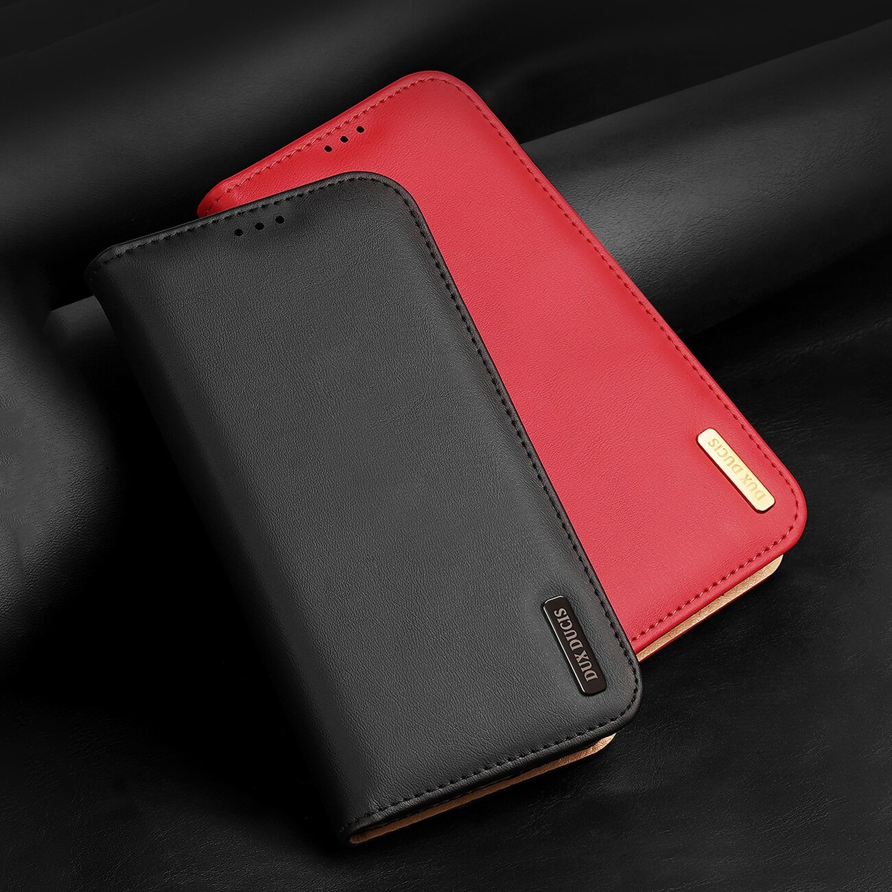 Dux Ducis Hivo Nahka Flip Cover Aitoa nahkaa Lompakko iPhone 14 Plus Musta