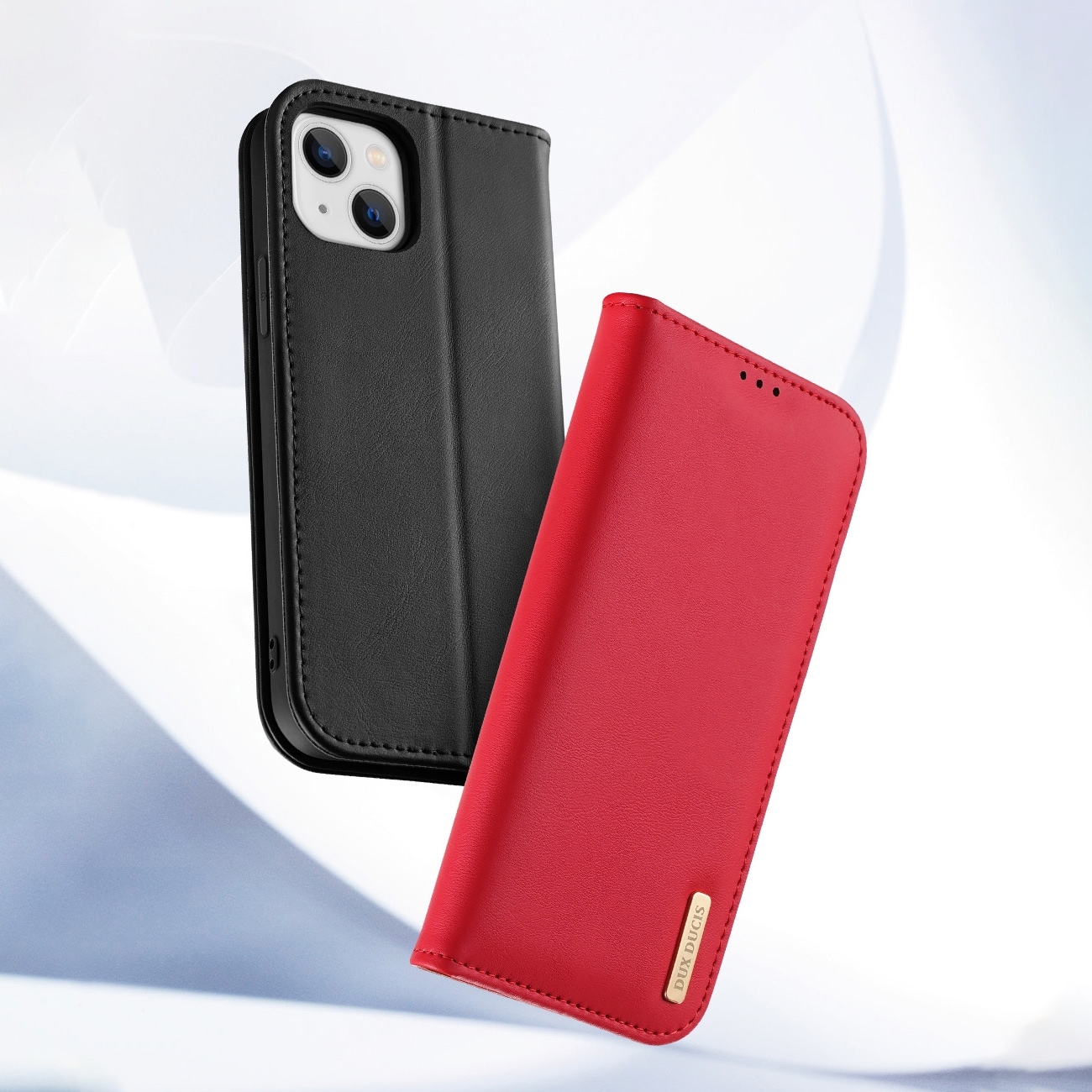 Dux Ducis Hivo Nahka Flip Cover Aitoa nahkaa Lompakko iPhone 14 Plus Musta