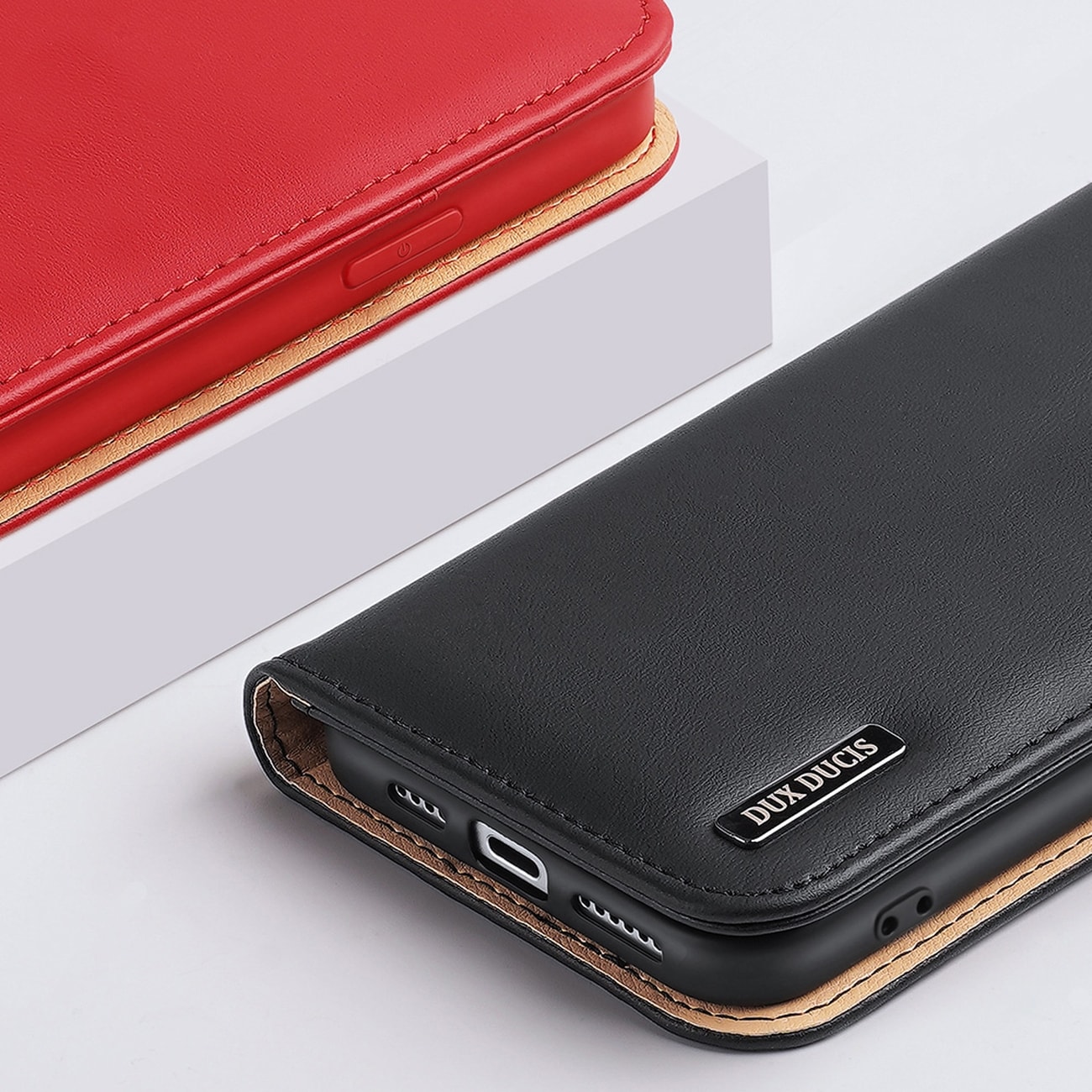 Dux Ducis Hivo Nahka Flip Cover Aitoa nahkaa Lompakko iPhone 14 Plus Musta