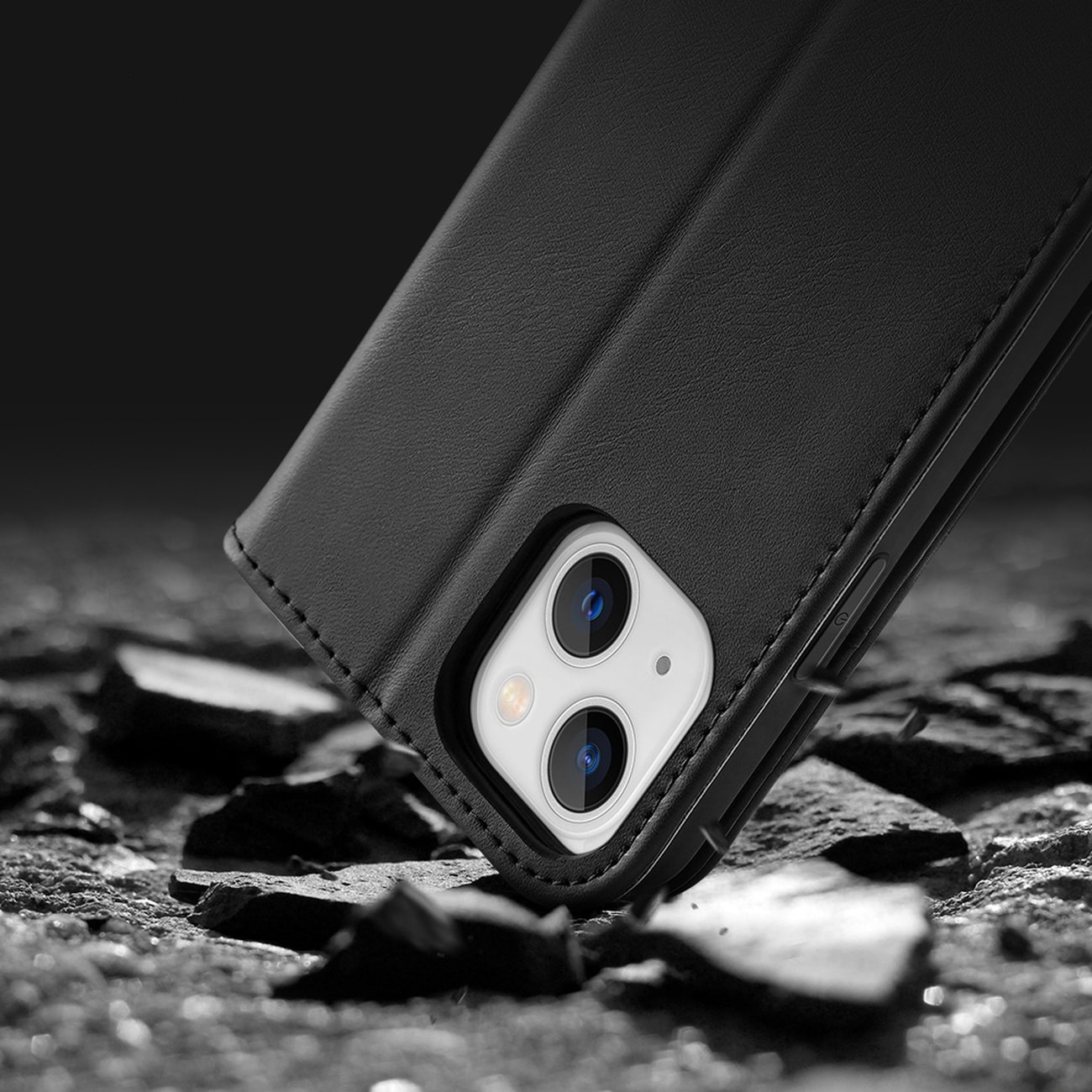 Dux Ducis Hivo Nahka Flip Cover Aitoa nahkaa Lompakko iPhone 14 Plus Musta