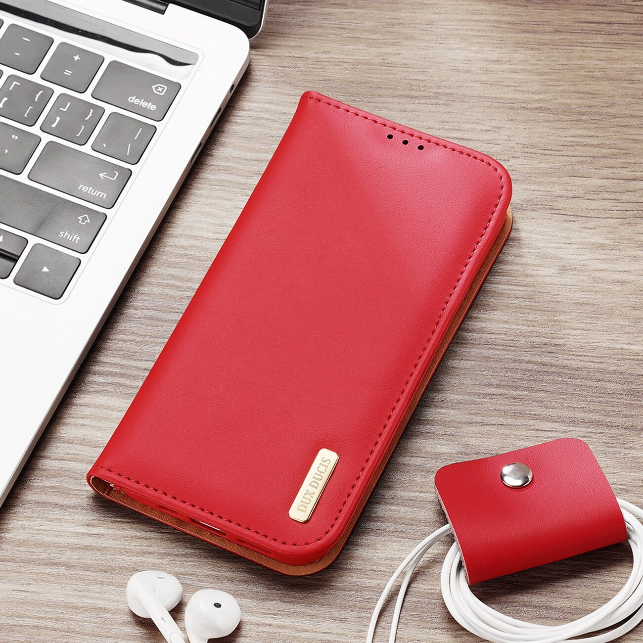 Dux Ducis Hivo Nahka Flip Cover Aitoa nahkaa Lompakko iPhone 14 Plus Musta