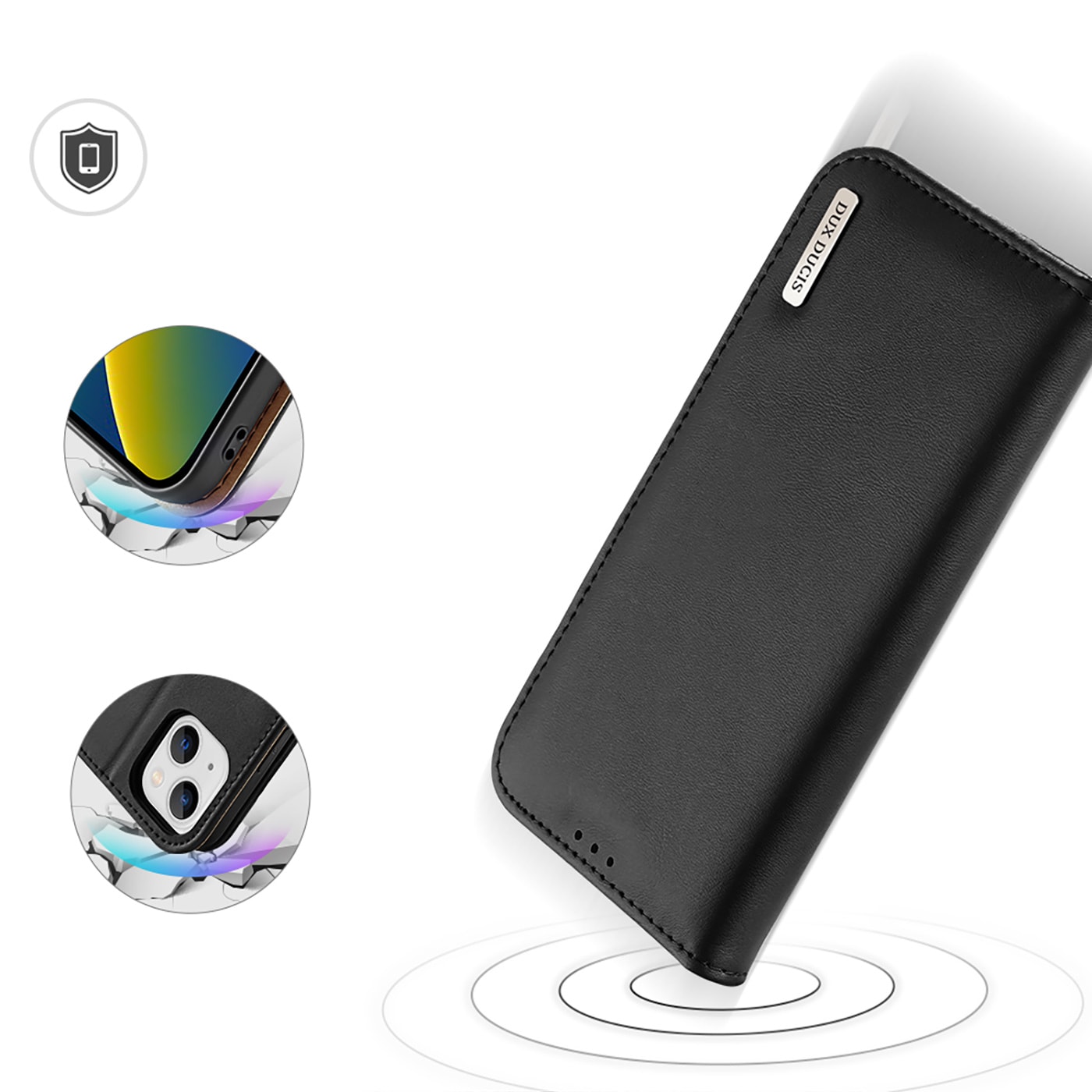 Dux Ducis Hivo Nahka Flip Cover Aitoa nahkaa Lompakko iPhone 14 Plus Musta