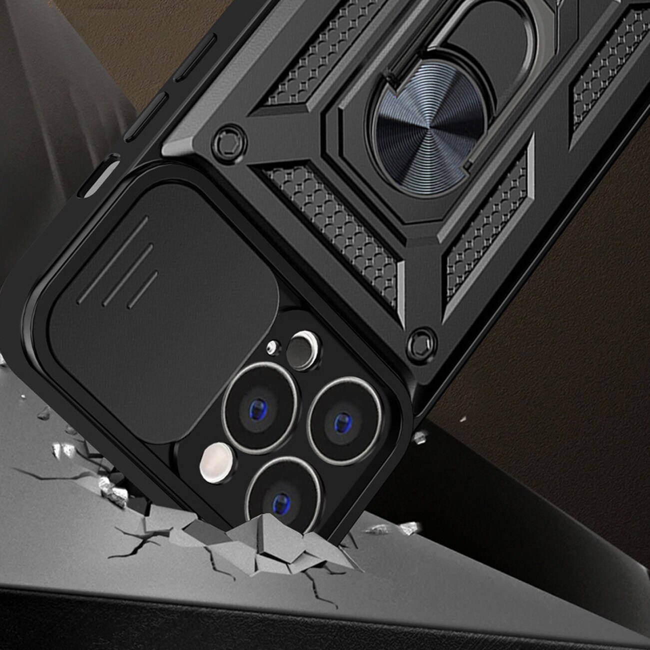 Hybrid Armor Camshield iPhone 14 Plus panssaroitu kamera kansi vaaleanpunainen