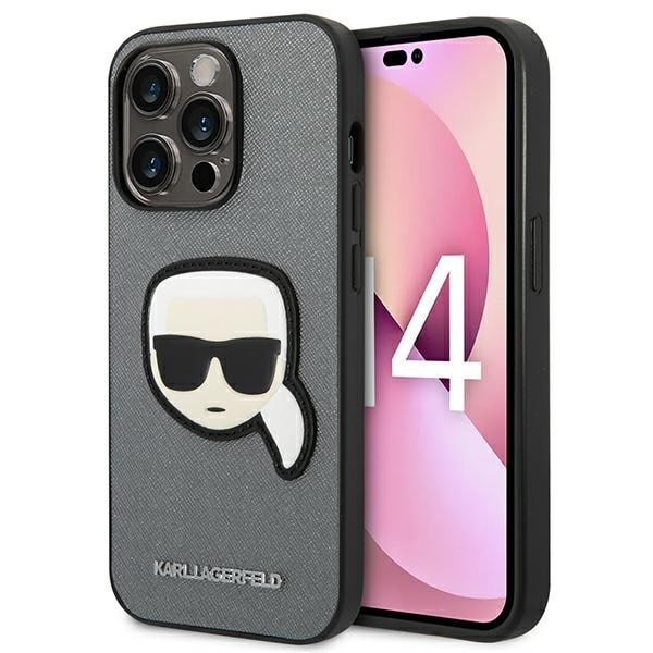 Karl Lagerfeld Saffiano Karl's Head Patch Case for iPhone 14 Pro - hopea