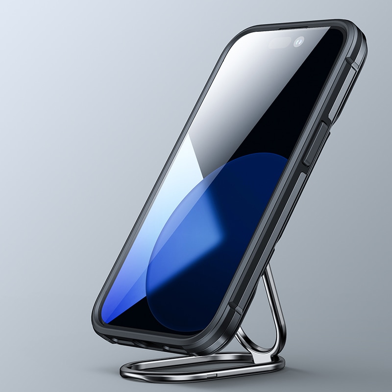 Joyroom Dual sarana tapauksessa iPhone 14 Plus panssaroitu kotelo jalusta ja rengas haltija musta