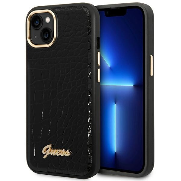 Guess GUHCP14MHGCRHK iPhone 14 Plus 6.7 "musta / musta kovakantinen Croco Collection -mallisto