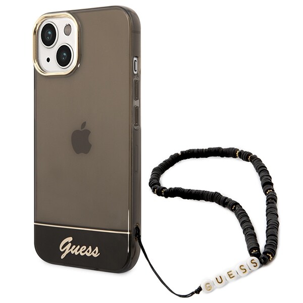 Guess GUHCP14SHGCOHK iPhone 14 6.1 "musta / musta kovakotelo Läpikuultava Pearl hihna