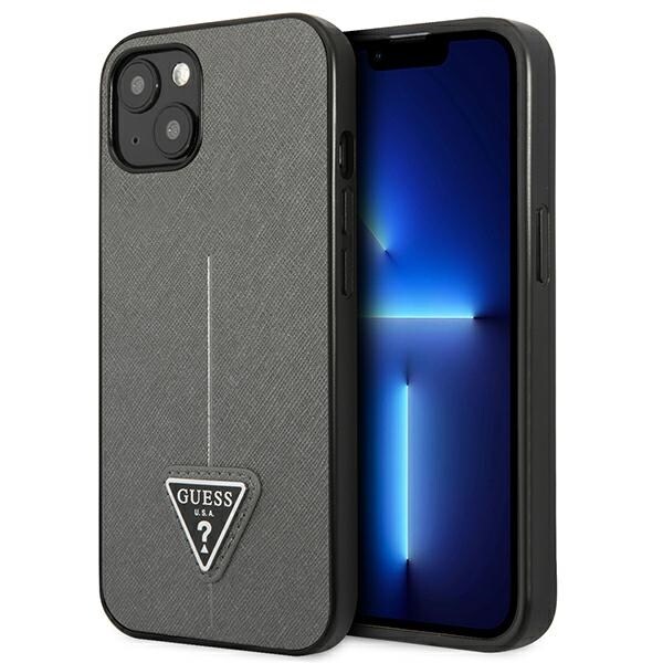 Guess GUHCP14SPSATLG iPhone 14 6.1 "hopea / hopea kova kotelo SaffianoTriangle Logo