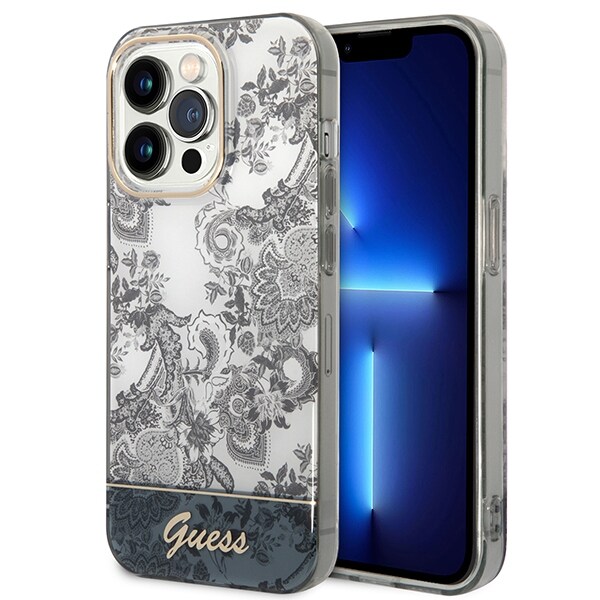 Guess GUHCP14XHGPLHG iPhone 14 Pro Max 6.7" harmaa kovakotelo Porcelain Collection