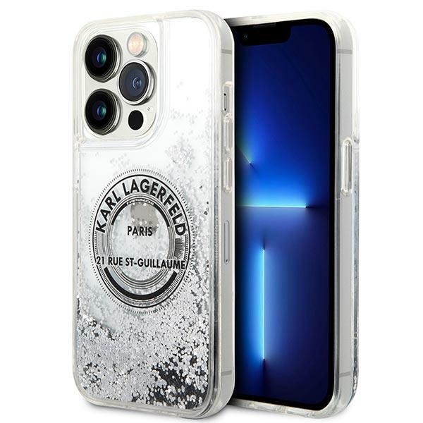 Karl Lagerfeld KLHCP14LLCRSGRS iPhone 14 Pro 6.1 "hopea / hopea kovakotelo Liquid Glitter RSG