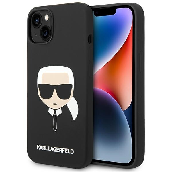 Karl Lagerfeld KLHCP14MSLKHBK iPhone 14 Plus 6.7 "kovakotelo musta / musta Silikoni Karl`s Head