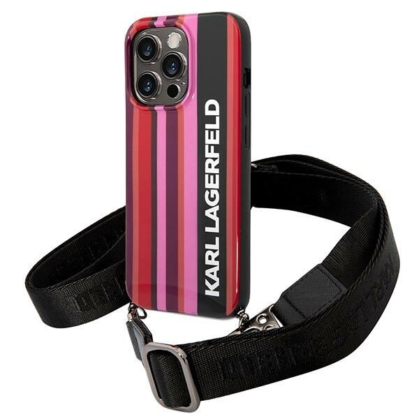 Karl Lagerfeld KLHCP14XSTSTP iPhone 14 Pro Max 6.7" pink case with pink striped strap