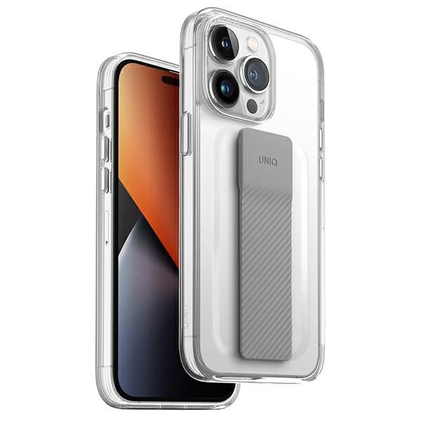 Uniq Heldro Mount -kotelo iPhone 14 Pro:lle - läpinäkyvää