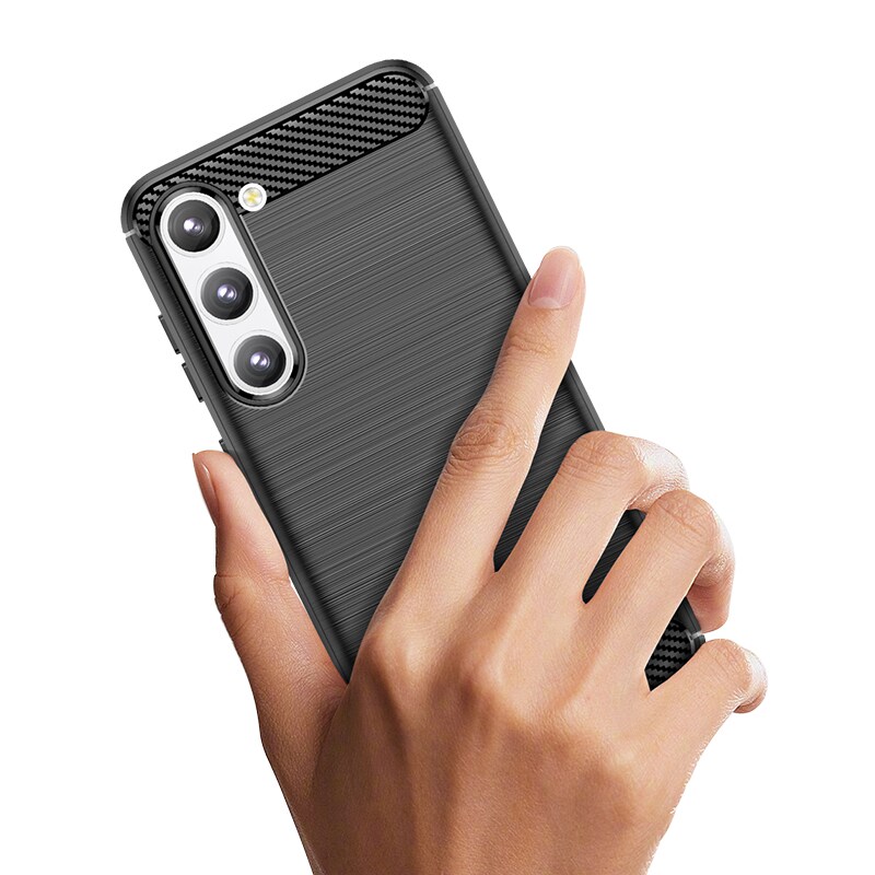 Carbon Case kotelo Samsung Galaxy S23+ joustava silikoni hiili suojus musta