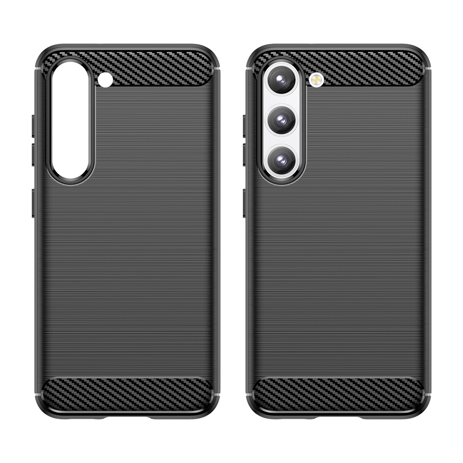 Carbon Case kotelo Samsung Galaxy S23+ joustava silikoni hiili suojus musta