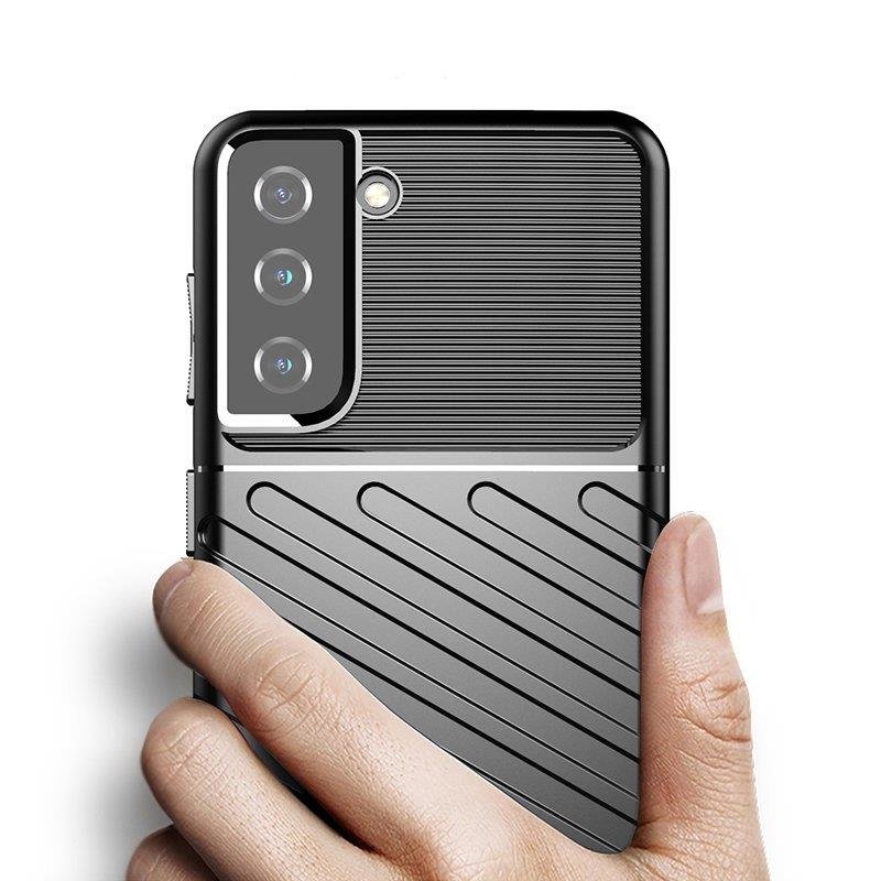 Thunder Case tapauksessa Samsung Galaxy S23+ silikoni panssari tapauksessa musta