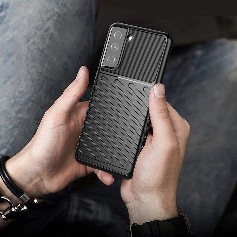 Thunder Case tapauksessa Samsung Galaxy S23+ silikoni panssari tapauksessa musta