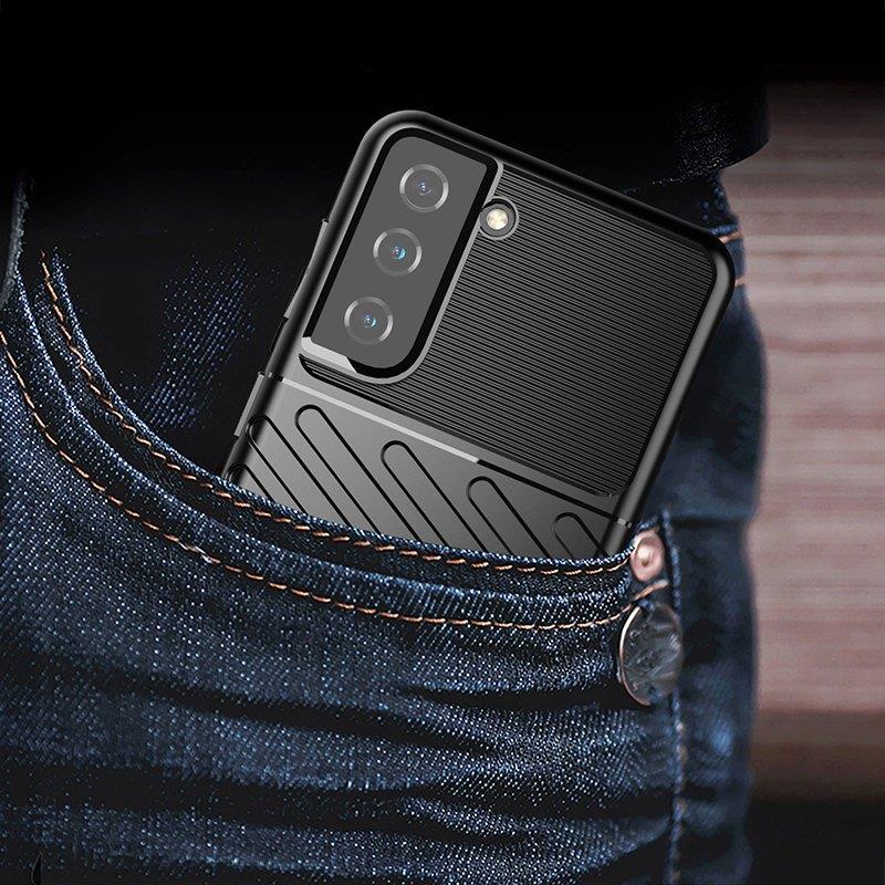 Thunder Case tapauksessa Samsung Galaxy S23+ silikoni panssari tapauksessa musta