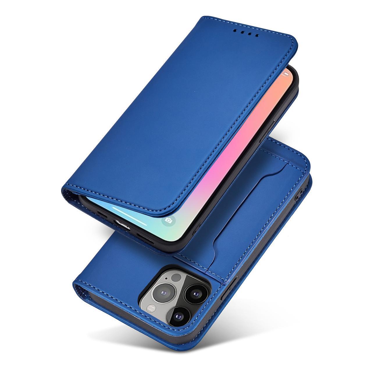 Magnet Korttikotelo Samsung Galaxy S23 Ultra flip kansi lompakko jalusta sininen