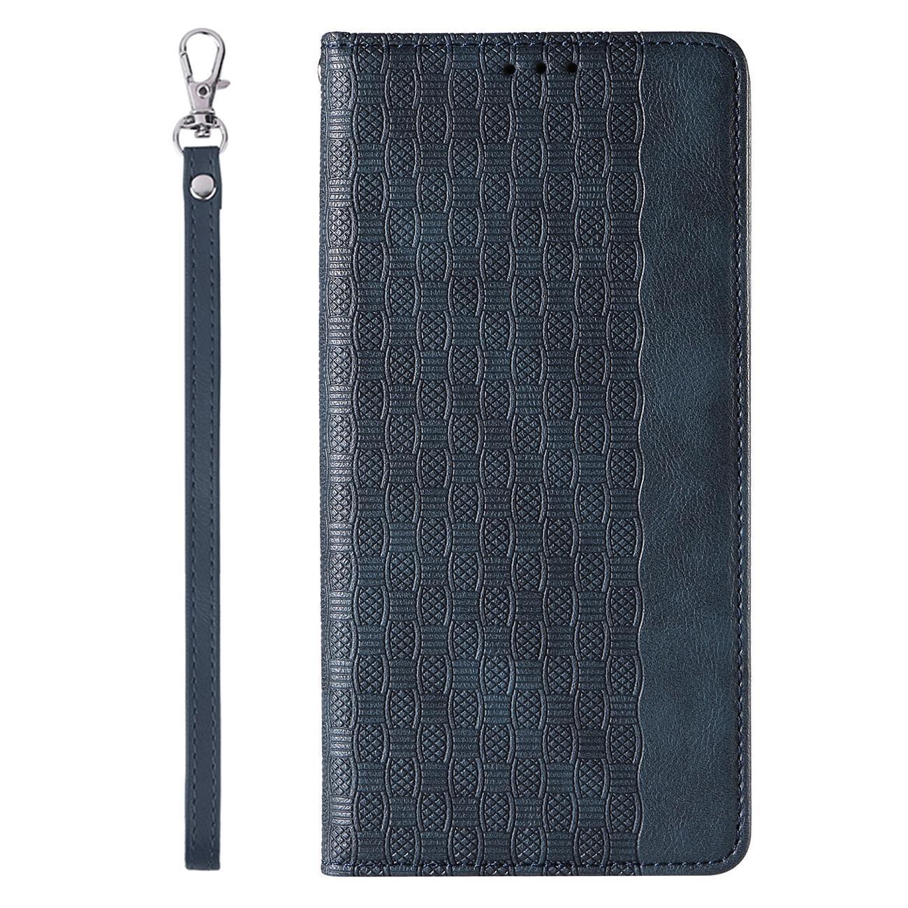Magnet Hihna Kotelo Kotelo Samsung Galaxy S23 Ultra Flip Lompakko Mini Lanyard Stand Sininen
