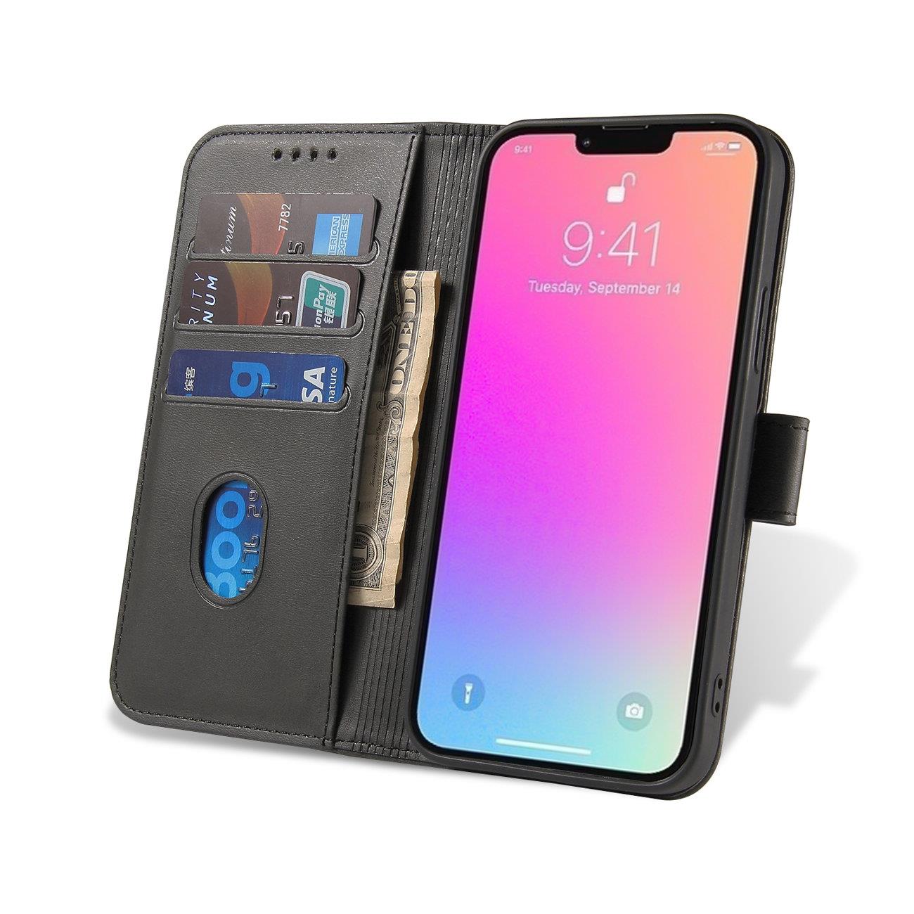 Magnet Kotelo tapauksessa Samsung Galaxy S23+ flip kansi lompakko jalusta musta