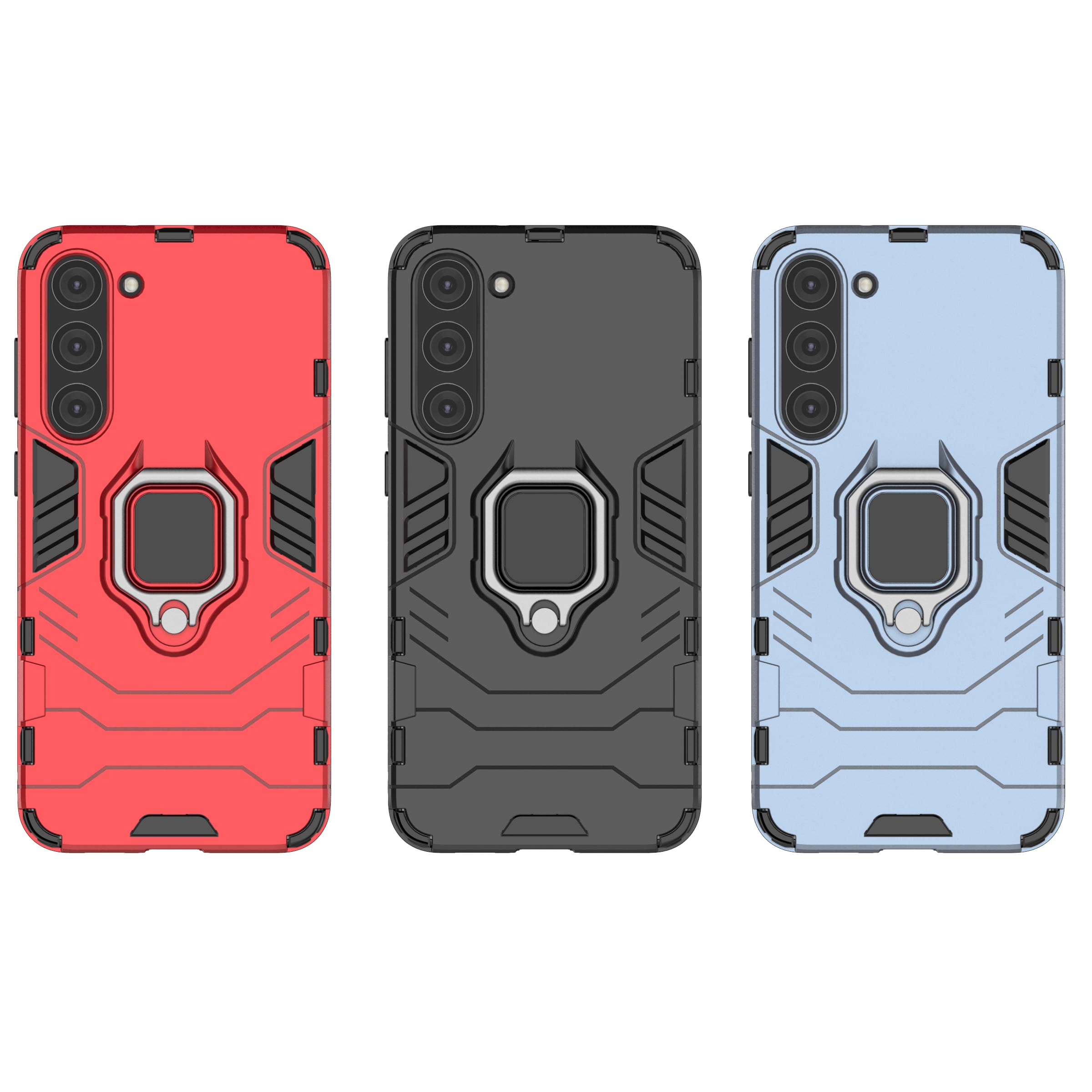 Ring Armor tapauksessa Samsung Galaxy S23+ panssaroitu kansi magneettinen haltija rengas musta
